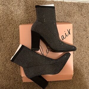 Wild Pair Black Sparkle Heeled Boots